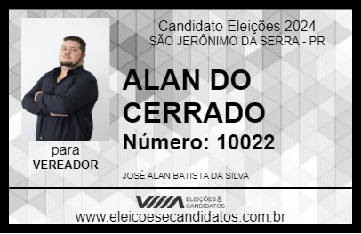 Candidato ALAN DO CERRADO 2024 - SÃO JERÔNIMO DA SERRA - Eleições