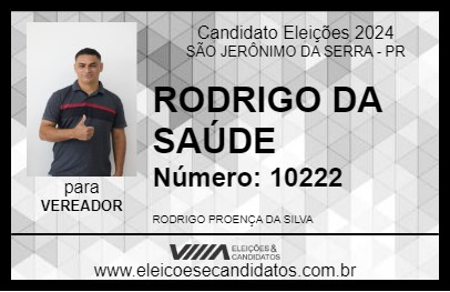 Candidato RODRIGO DA SAÚDE 2024 - SÃO JERÔNIMO DA SERRA - Eleições