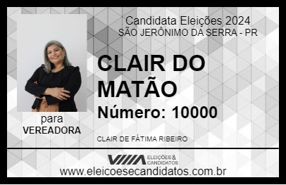 Candidato CLAIR DO MATÃO 2024 - SÃO JERÔNIMO DA SERRA - Eleições