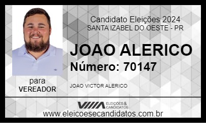 Candidato JOAO ALERICO 2024 - SANTA IZABEL DO OESTE - Eleições