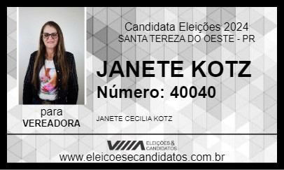 Candidato JANETE KOTZ 2024 - SANTA TEREZA DO OESTE - Eleições