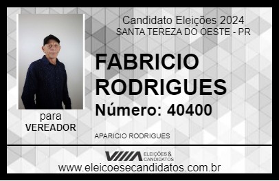 Candidato FABRICIO RODRIGUES 2024 - SANTA TEREZA DO OESTE - Eleições