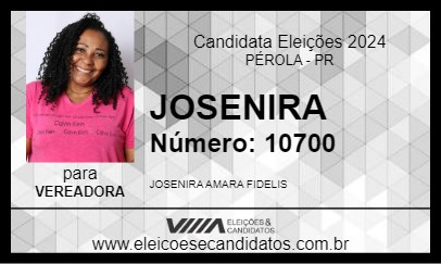 Candidato JOSENIRA 2024 - PÉROLA - Eleições