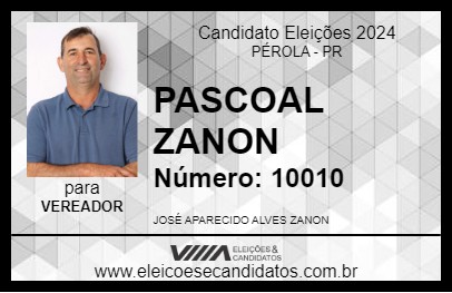 Candidato PASCOAL ZANON 2024 - PÉROLA - Eleições