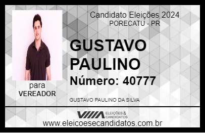 Candidato GUSTAVO PAULINO 2024 - PORECATU - Eleições