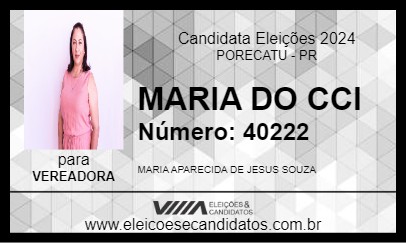 Candidato MARIA DO CCI 2024 - PORECATU - Eleições