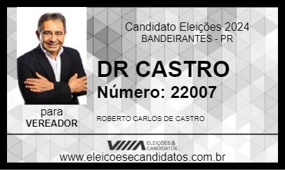 Candidato DR CASTRO 2024 - BANDEIRANTES - Eleições