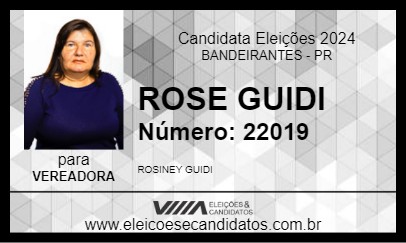 Candidato ROSE GUIDI 2024 - BANDEIRANTES - Eleições