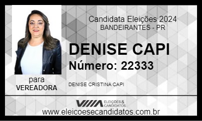 Candidato DENISE CAPI 2024 - BANDEIRANTES - Eleições