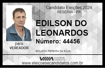 Candidato EDILSON DO LEONARDOS 2024 - RESERVA - Eleições