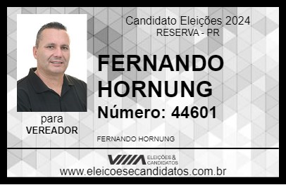 Candidato FERNANDO HORNUNG 2024 - RESERVA - Eleições