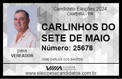 Candidato CARLINHOS DO SETE DE MAIO 2024 - CAMBIRA - Eleições