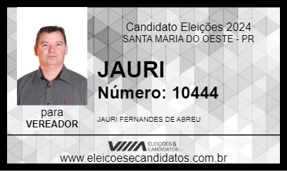 Candidato JAURI 2024 - SANTA MARIA DO OESTE - Eleições