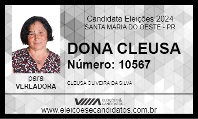 Candidato DONA CLEUSA 2024 - SANTA MARIA DO OESTE - Eleições