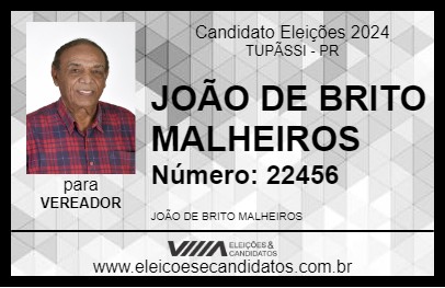 Candidato JOÃO DE BRITO MALHEIROS 2024 - TUPÃSSI - Eleições