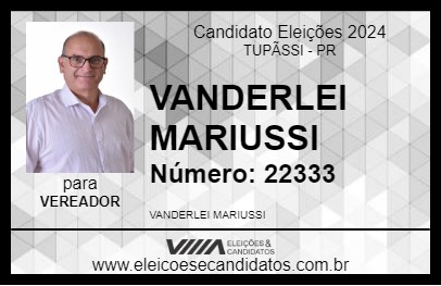 Candidato VANDERLEI MARIUSSI 2024 - TUPÃSSI - Eleições