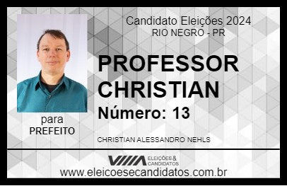 Candidato PROFESSOR CHRISTIAN 2024 - RIO NEGRO - Eleições