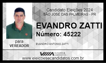 Candidato EVANDRO ZATTI 2024 - SÃO JOSÉ DAS PALMEIRAS - Eleições