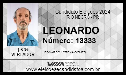 Candidato LEONARDO 2024 - RIO NEGRO - Eleições