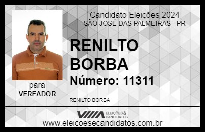 Candidato RENILTO BORBA 2024 - SÃO JOSÉ DAS PALMEIRAS - Eleições