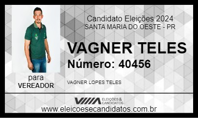 Candidato VAGNER TELES 2024 - SANTA MARIA DO OESTE - Eleições