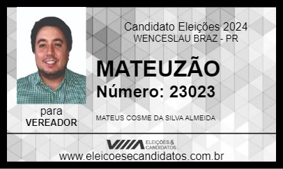 Candidato MATEUZÃO 2024 - WENCESLAU BRAZ - Eleições