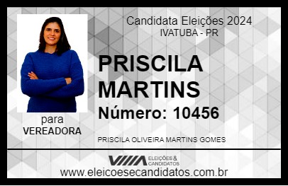 Candidato PRISCILA MARTINS 2024 - IVATUBA - Eleições