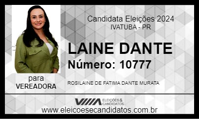 Candidato LAINE DANTE 2024 - IVATUBA - Eleições