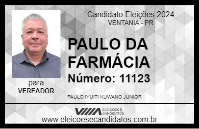 Candidato PAULO DA FARMÁCIA 2024 - VENTANIA - Eleições