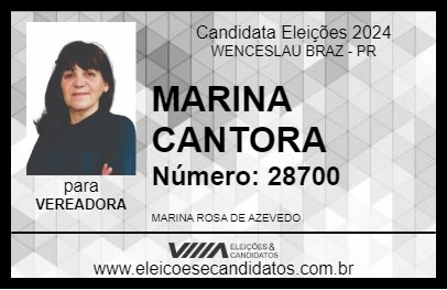 Candidato MARINA CANTORA 2024 - WENCESLAU BRAZ - Eleições