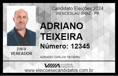 Candidato ADRIANO TEIXEIRA 2024 - WENCESLAU BRAZ - Eleições