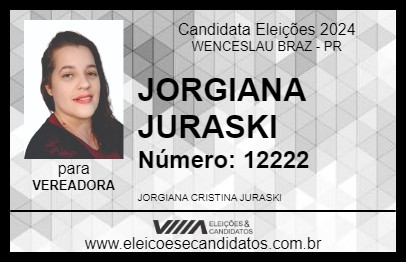 Candidato JORGIANA JURASKI 2024 - WENCESLAU BRAZ - Eleições