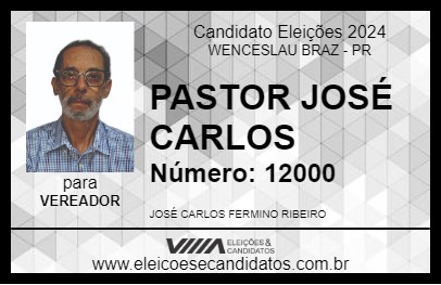 Candidato PASTOR JOSÉ CARLOS 2024 - WENCESLAU BRAZ - Eleições