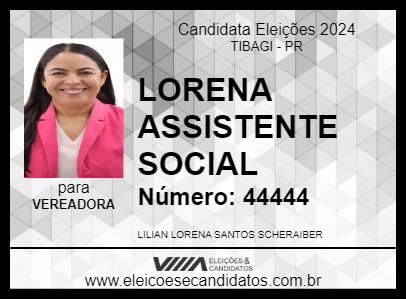 Candidato LORENA ASSISTENTE SOCIAL 2024 - TIBAGI - Eleições