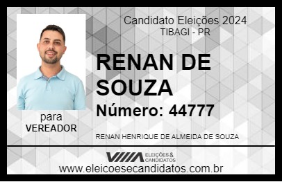 Candidato RENAN DE SOUZA 2024 - TIBAGI - Eleições