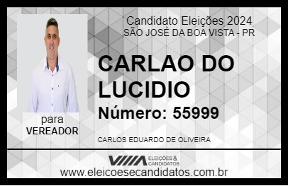 Candidato CARLAO DO LUCIDIO 2024 - SÃO JOSÉ DA BOA VISTA - Eleições