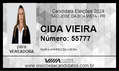 Candidato CIDA VIEIRA 2024 - SÃO JOSÉ DA BOA VISTA - Eleições