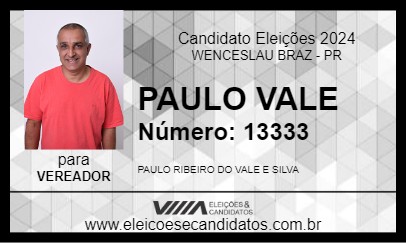 Candidato PAULO VALE 2024 - WENCESLAU BRAZ - Eleições