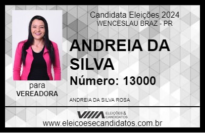 Candidato ANDREIA DA SILVA 2024 - WENCESLAU BRAZ - Eleições