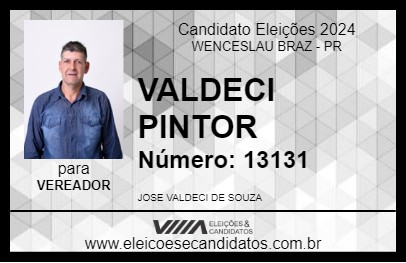 Candidato VALDECI PINTOR 2024 - WENCESLAU BRAZ - Eleições