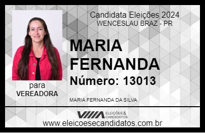 Candidato MARIA FERNANDA 2024 - WENCESLAU BRAZ - Eleições