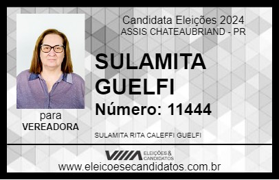 Candidato SULAMITA GUELFI 2024 - ASSIS CHATEAUBRIAND - Eleições