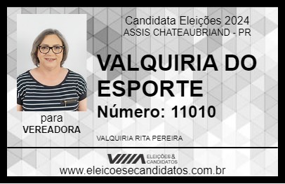 Candidato VALQUIRIA DO ESPORTE 2024 - ASSIS CHATEAUBRIAND - Eleições