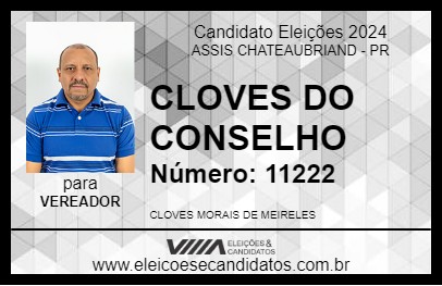 Candidato CLOVES DO CONSELHO 2024 - ASSIS CHATEAUBRIAND - Eleições