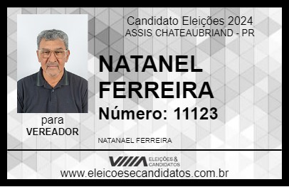 Candidato NATANEL FERREIRA 2024 - ASSIS CHATEAUBRIAND - Eleições