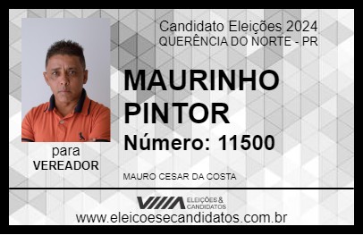 Candidato MAURINHO PINTOR  2024 - QUERÊNCIA DO NORTE - Eleições