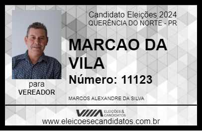 Candidato MARCAO DA VILA  2024 - QUERÊNCIA DO NORTE - Eleições