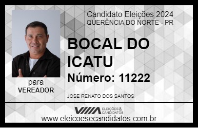 Candidato BOCAL DO ICATU  2024 - QUERÊNCIA DO NORTE - Eleições