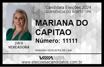 Candidato MARIANA DO CAPITAO 2024 - QUERÊNCIA DO NORTE - Eleições