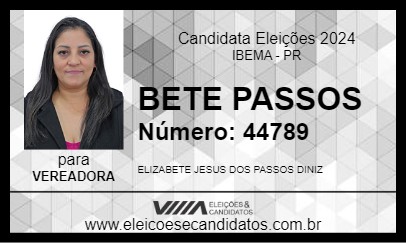 Candidato BETI PASSOS 2024 - IBEMA - Eleições